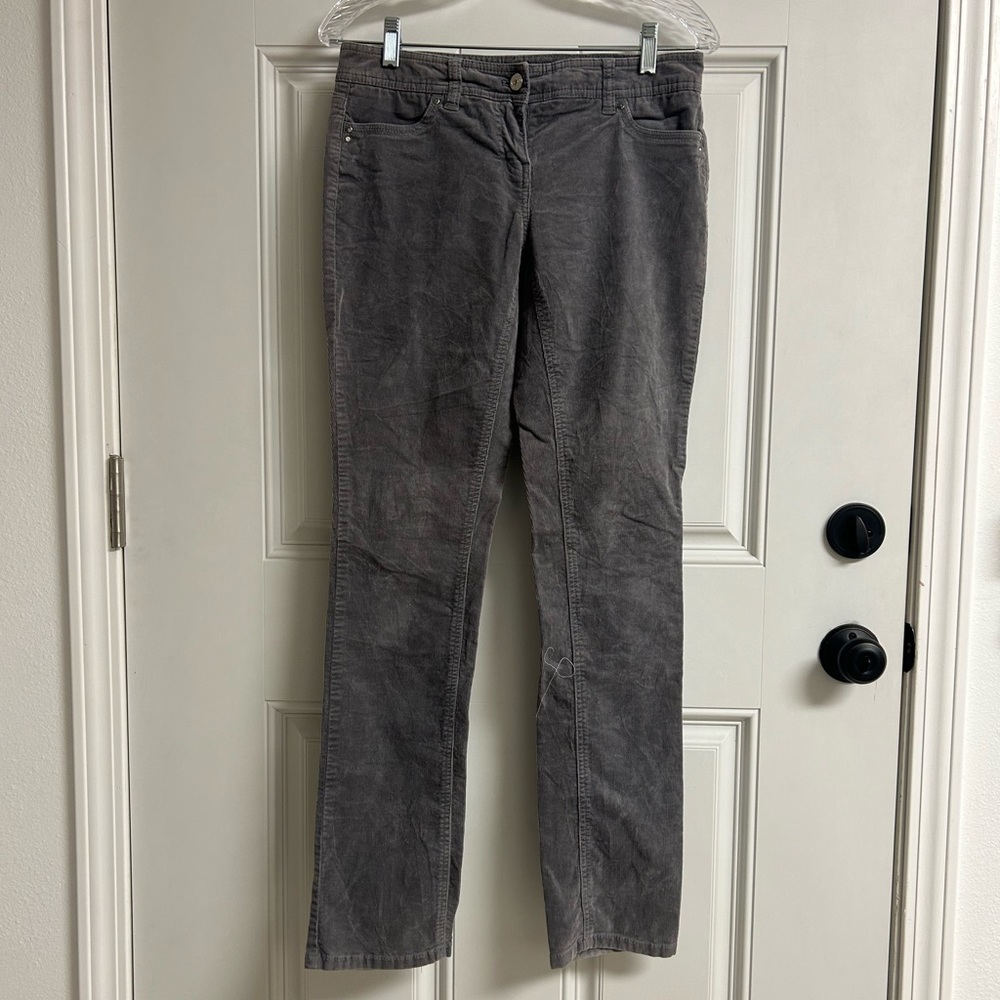 WHBM Steel Gray Slim Leg Corduroy Pants Noir 2R